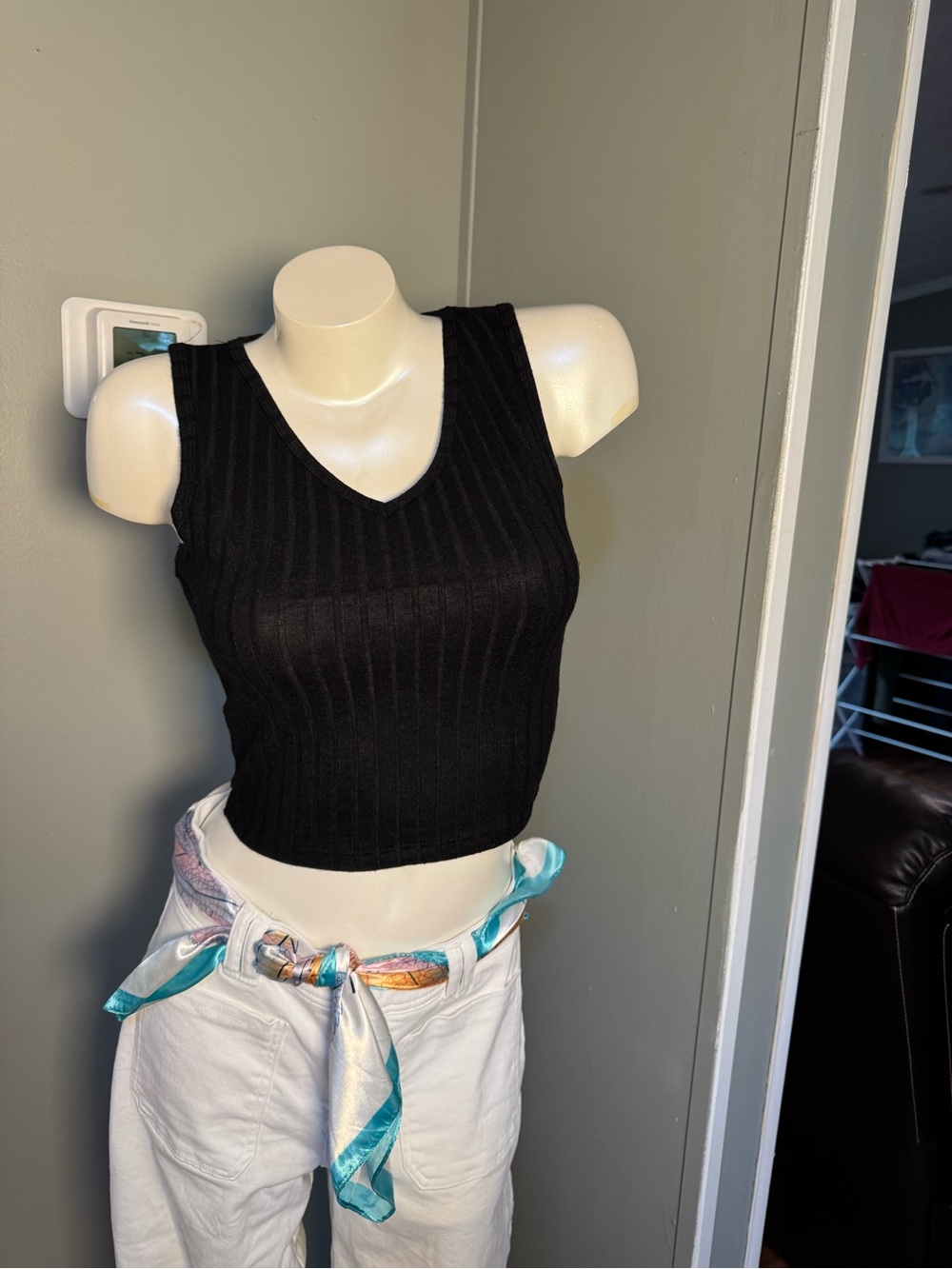 NWOT Zenana Black Ribbed V-Neck Crop Tank Top - Women